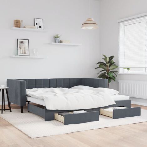 Lit de jour avec gigogne et tiroirs-Canapé-lit avec Rangement sans matelas 100x200 cm 859546