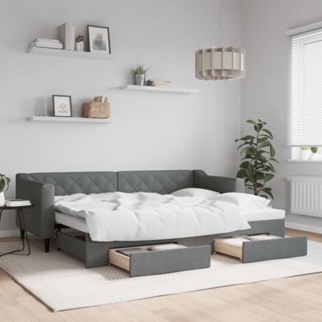 Lit de jour avec gigogne et tiroirs-Canapé-lit avec Rangement sans matelas 80x200 cm 389667