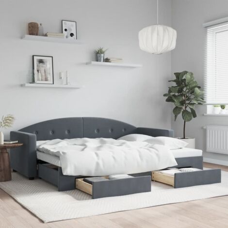 Lit de jour avec gigogne et tiroirs-Canapé-lit avec Rangement sans matelas 80x200 cm 726905