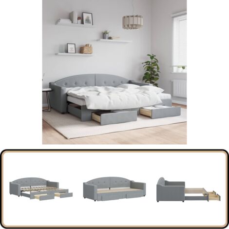 Lit de jour avec gigogne et tiroirs sans matelas 80x200 cm - Canapé Convertible - Lit Gigogne - Meuble Multifonctionnel - Lit D'appoint - Rangements Intégrés