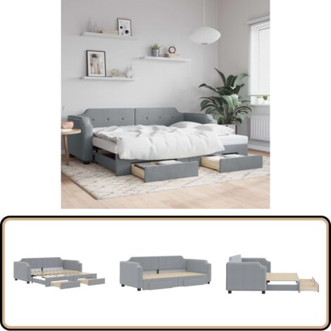 Lit de jour avec gigogne et tiroirs sans matelas 80x200 cm - Canapé Lit - Lit Gigogne - Meuble Multifonctionnel - Lit D'appoint - Rangements Intégrés