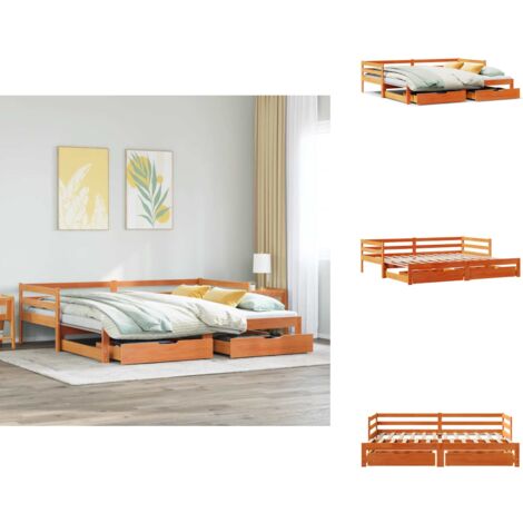 Lit de jour avec gigogne et tiroirs sans matelas 80x200 cm - Lit De Jour Avec Lit Gigogne - Lits De Jour Avec Lits Gigognes - Canapé-lit - Lit D'appoint