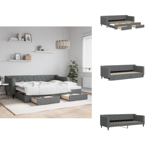 Lit de jour avec gigogne et tiroirs sans matelas 80x200 cm - Lit De Jour Avec Lit Gigogne - Lits De Jour Avec Lits Gigognes - Canapé-lit - Lit D'appoint