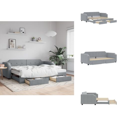 Lit de jour avec gigogne et tiroirs sans matelas 90x200 cm - Lit De Jour - Canapé Lit - Lit Gigogne - Meuble Multifonction - Rangements Intégrés