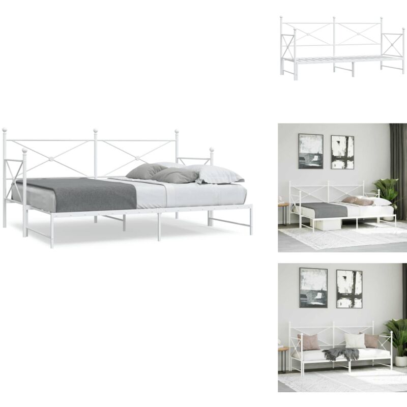 Vidaxl - Lit de jour avec gigogne sans matelas blanc 75x190 cm - Lit De Jour Avec Lit Gigogne - Lits De Jour Avec Lits Gigognes - Canapé-lit - Lit