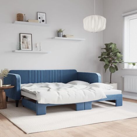 Lit de jour avec gigogne sans matelas-Canapé-lit bleu 100x200 cm 385208
