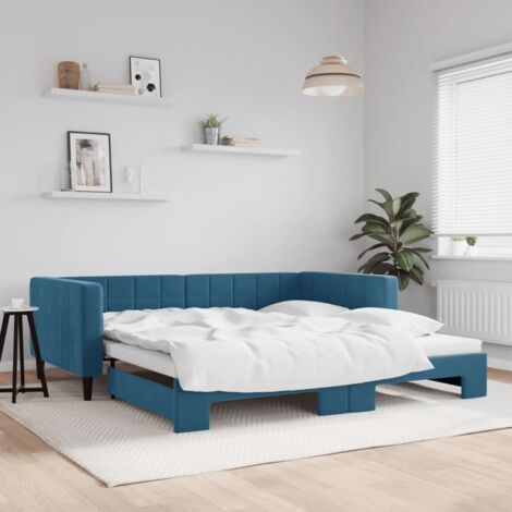 Lit de jour avec gigogne sans matelas-Canapé-lit bleu 100x200 cm 838022