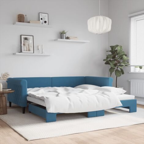 Lit de jour avec gigogne sans matelas-Canapé-lit bleu 100x200 cm 931599