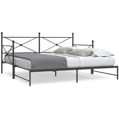 Lit de jour avec gigogne sans matelas-Canapé-lit noir 100x200 cm acier 989130