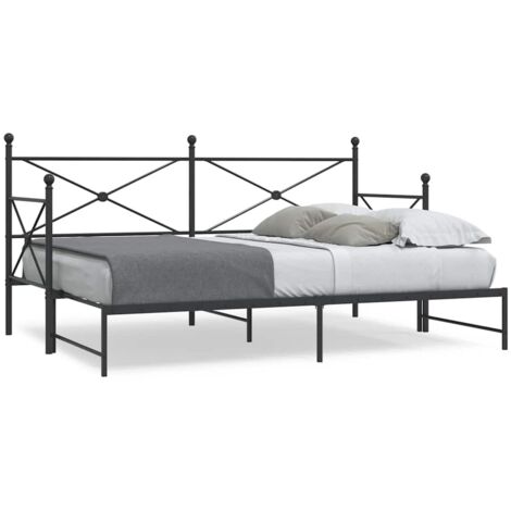 Lit de jour avec gigogne sans matelas-Canapé-lit noir 90x200 cm acier 560245