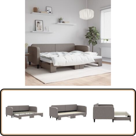 Lit de jour avec gigogne sans matelas taupe 80x200 cm - Canapé Convertible - Lit Deux Places - Lit D'appoint - Literie - Meubles De Salon