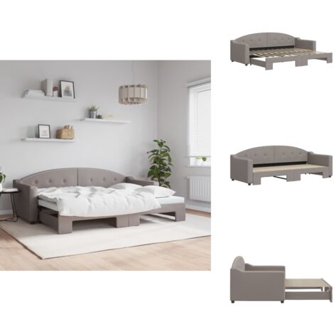 Lit de jour avec gigogne sans matelas taupe 80x200 cm - Canapé Convertible - Lit Deux Places - Lit D'appoint - Mobilier Salon - Meubles Chambre