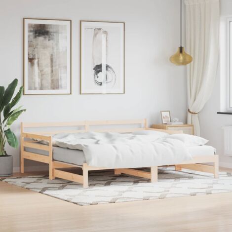 Lit de jour avec lit gigogne 90x200 cm bois de pin massif CFW98635