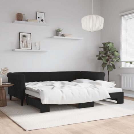Lit de jour avec lit gigogne noir 90x200 cm velours CFW15847