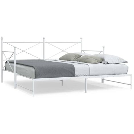 Lit de jour avec lit gigogne sans matelas-Canapé-lit blanc 100x190cm acier 302096