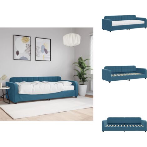 Lit de jour avec matelas bleu 80x200 cm velours - Lit De Jour Avec Matelas - Lits De Jour Avec Matelas - Canapé-lit - Lit D'appoint