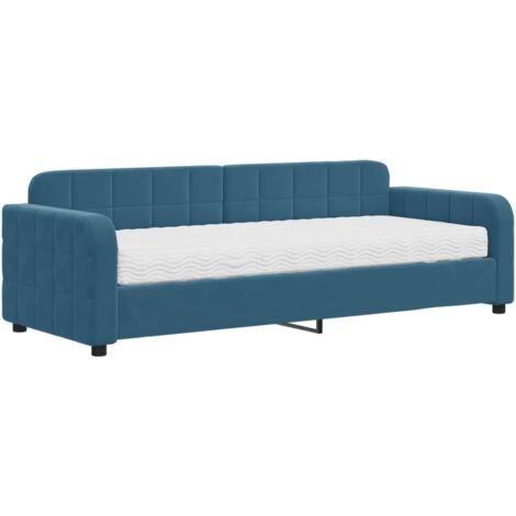 Lit de jour avec matelas bleu 80x200 velours