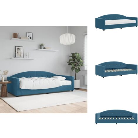 Lit de jour avec matelas bleu 90x200 cm velours - Lit De Jour Avec Matelas - Canapé-lit - Lit D'appoint - Canapé-lit De Repos