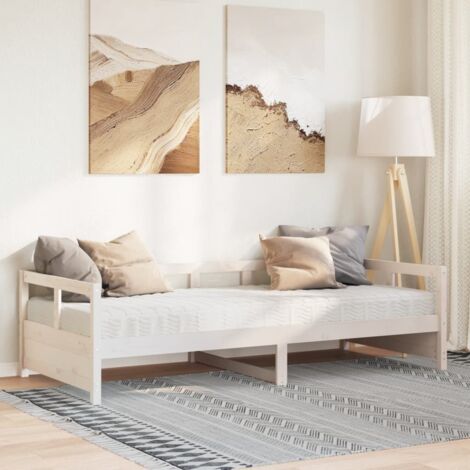 Lit de jour avec matelas-Canapé-lit blanc 80x200 cm bois de pin massif 980726