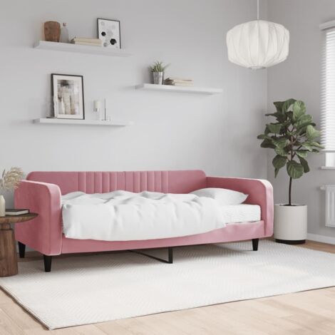 Lit de jour avec matelas-Canapé-lit rose 100x200 cm velours 956680
