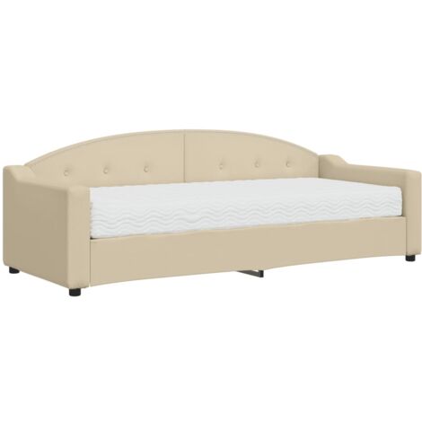 Lit de jour avec matelas crème 80x200 tissu