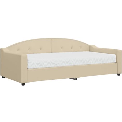 Lit de jour avec matelas crème 90x200 tissu
