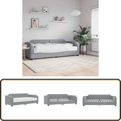 Lit de jour avec matelas gris clair 80x200 cm tissu - Canapé Convertible - Lit Deux Places - Lit Invité - Literie - Meuble Multifonctionnel