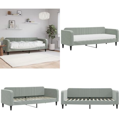 Lit de jour avec matelas gris clair 80x200 cm velours - Canapé Lit - Lit Deux Places - Lit Invité - Meuble Multifonction - Literie - Home & Living
