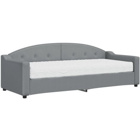 Lit de jour avec matelas gris clair 80x200 tissu