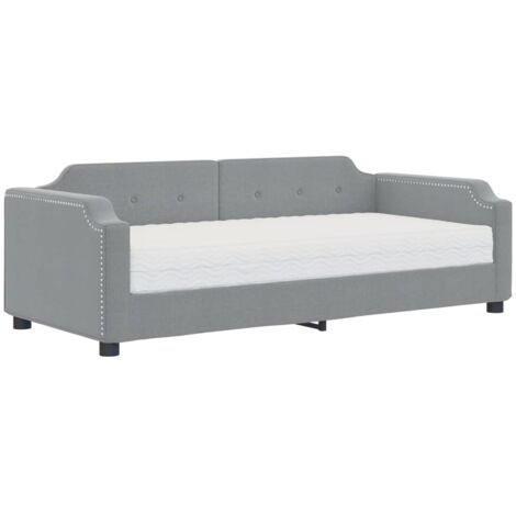 Lit de jour avec matelas gris clair 80x200 tissu