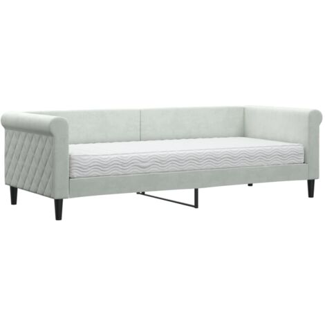 Lit de jour avec matelas gris clair 80x200 velours