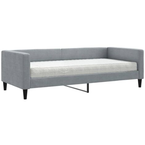 Lit de jour avec matelas gris clair 90x200 tissu