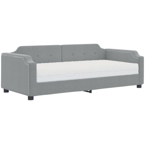 Lit de jour avec matelas gris clair 90x200 tissu