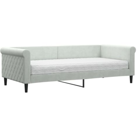 Lit de jour avec matelas gris clair 90x200 velours