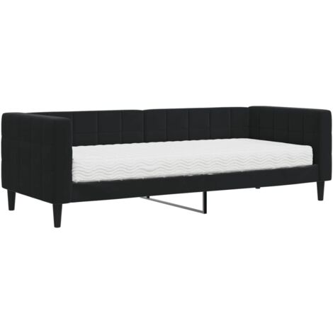 Lit de jour avec matelas noir 80x200 velours