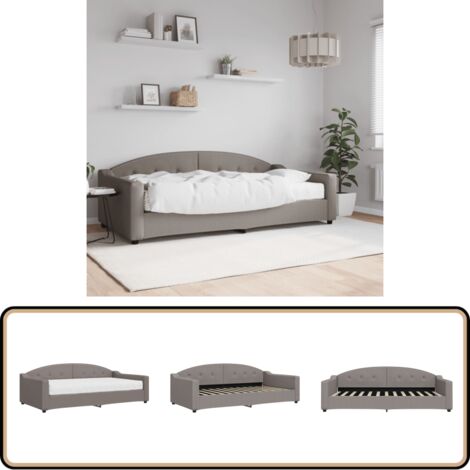 Lit de jour avec matelas taupe 100x200 cm tissu - Canapé Convertible - Lit Deux Places - Lit Invité - Literie - Meuble Multifonction