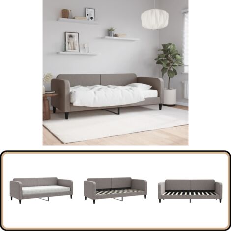 Lit de jour avec matelas taupe 80x200 cm tissu - Canapé Convertible - Lit Deux Places - Lit Invité - Literie - Mobilier Salle Séjour