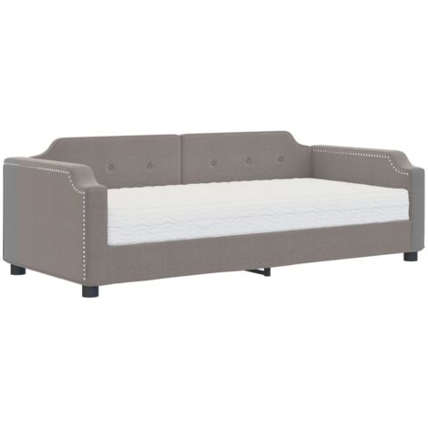 Lit de jour avec matelas taupe 80x200 tissu