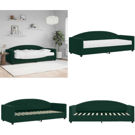 Lit de jour avec matelas vert foncé 80x200 cm velours - Canapé Convertible - Lit Deux Places - Lit D'appoint - Literie - Meuble Multifonction - Home & Living