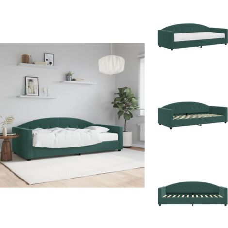 Lit de jour avec matelas vert foncé 90x200 cm velours - Canapé Convertible - Lit Deux Places - Lit Invité - Literie - Meuble Multifonction
