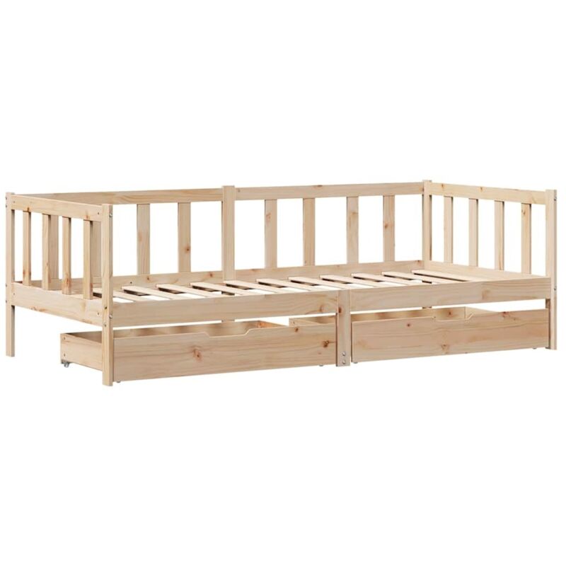 Lit de jour avec tiroirs sans matelas 90x190 cm bois massif Vidaxl
