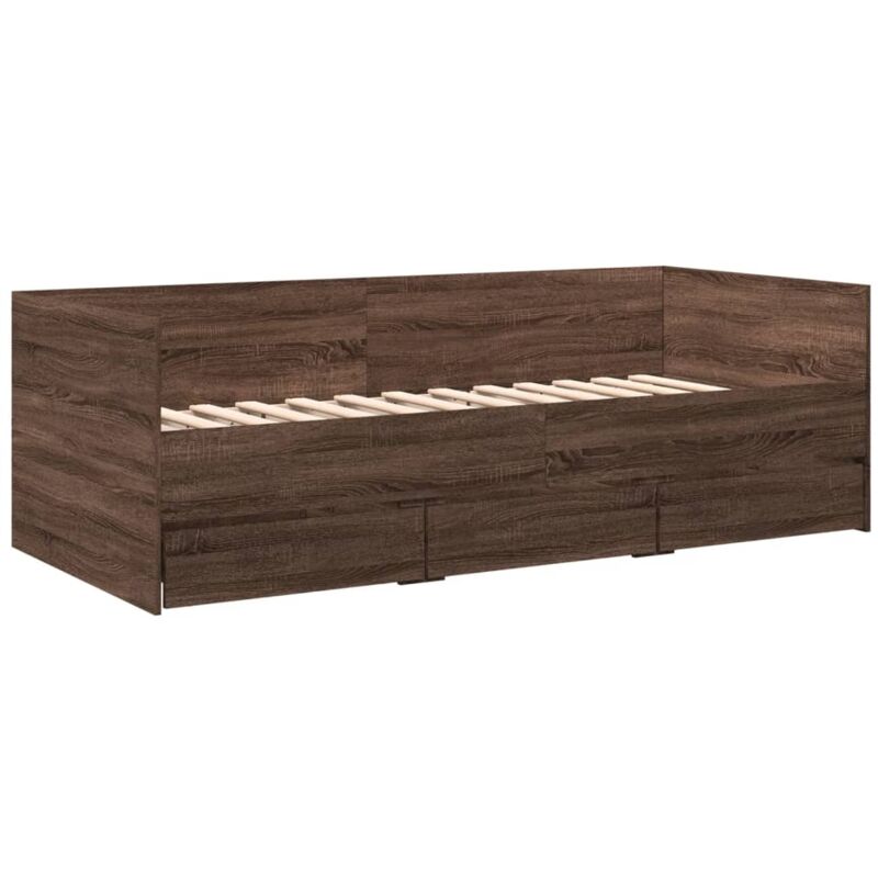 Lit de jour avec tiroirs sans matelas chêne marron 75x190 cm Vidaxl