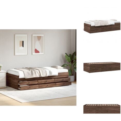 Lit de jour avec tiroirs sans matelas chêne marron 90x200 cm - Lit Deux Places - Canapé Lit - Meuble Multifonctionnel - Rangements Intégrés - Tiroir Coulissant