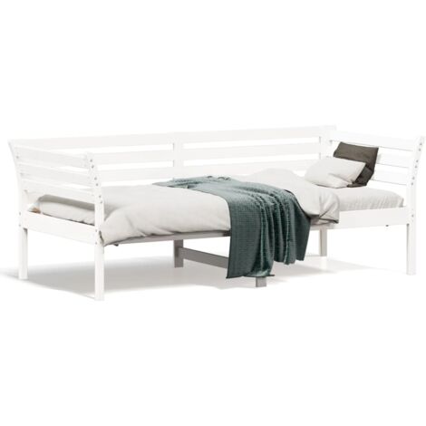Lit de jour Blanc 75x190 Bois de pin massif
