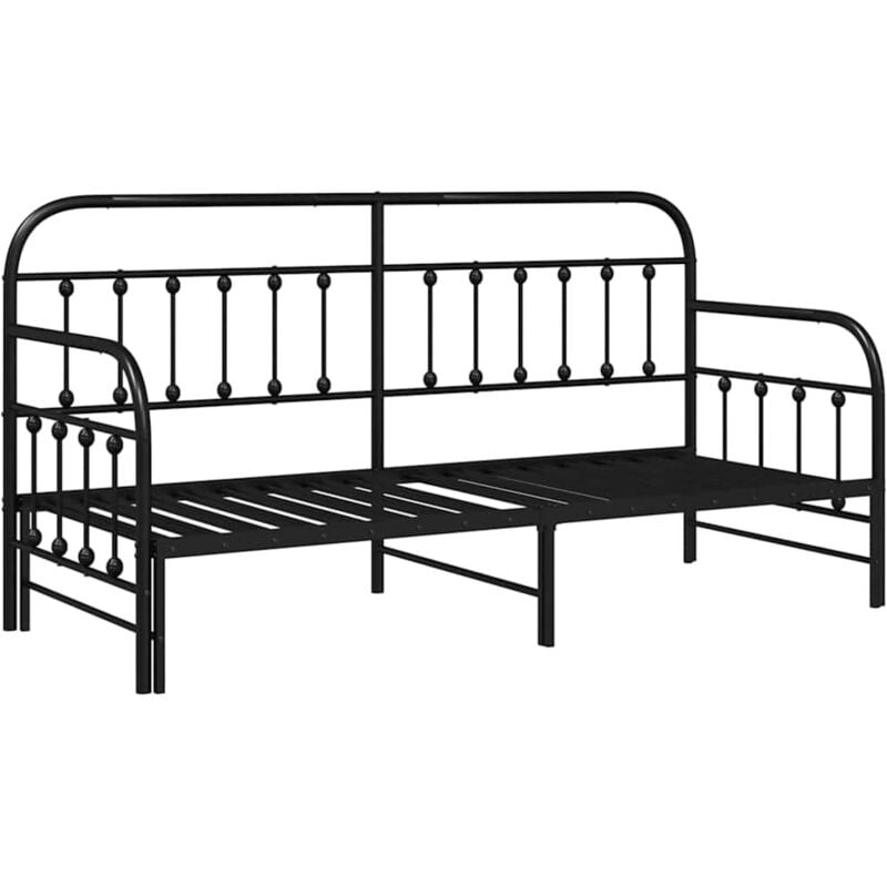 Vidaxl - Cadre de lit jour avec lit d'appoint Noir 80x200 cm en acier