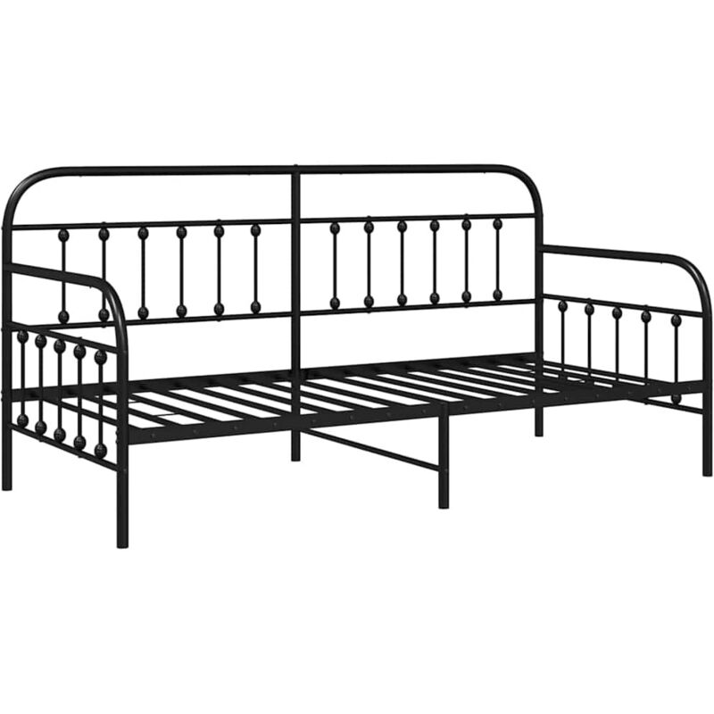 Cadre de lit de jour avec tête de lit Noir 90 x 200 cm Acier Vidaxl