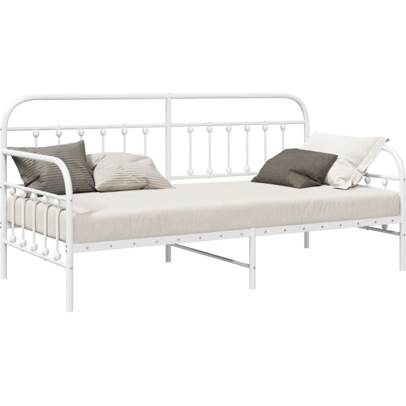 Lit de jour Blanc 90x200 cm en Acier Vidaxl