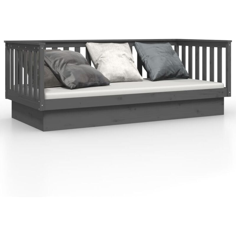 Vidaxl - Lit de jour Gris 100x200 cm Bois de pin massif