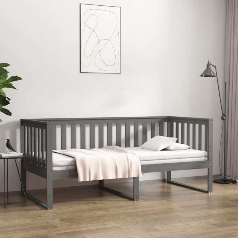 Lit de jour sans matelas gris 90x190 cm bois de pin massif Vidaxl