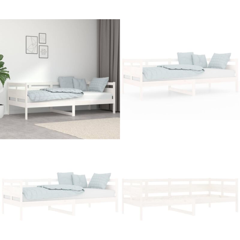 Vidaxl - Lit de jour sans matelas blanc bois de pin massif 90x200 cm - Lit De Jour - Canapé Lit - Lit Invité - Meuble Multifonctionnel - Lit En Bois